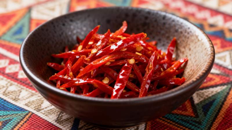 红辣椒盛碗中图片
