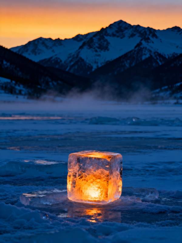 冰立方映雪峰图片