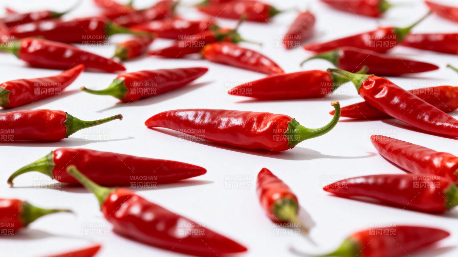 红辣椒铺满白色背景图片