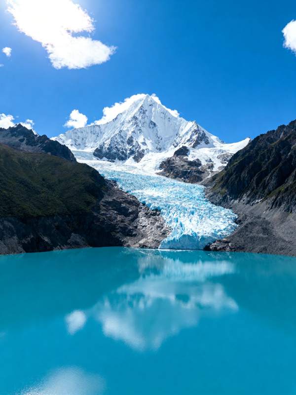雪山映湖 冰川倒影图片