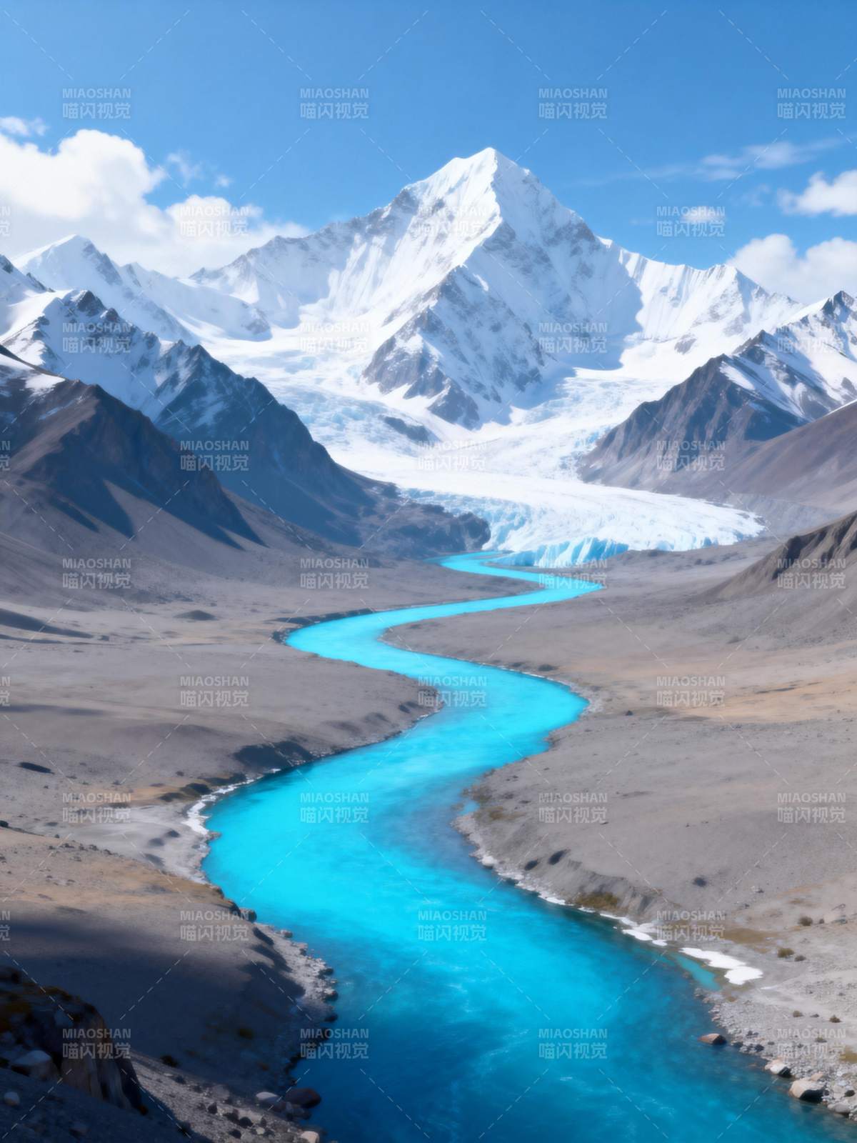 雪山蓝河图片