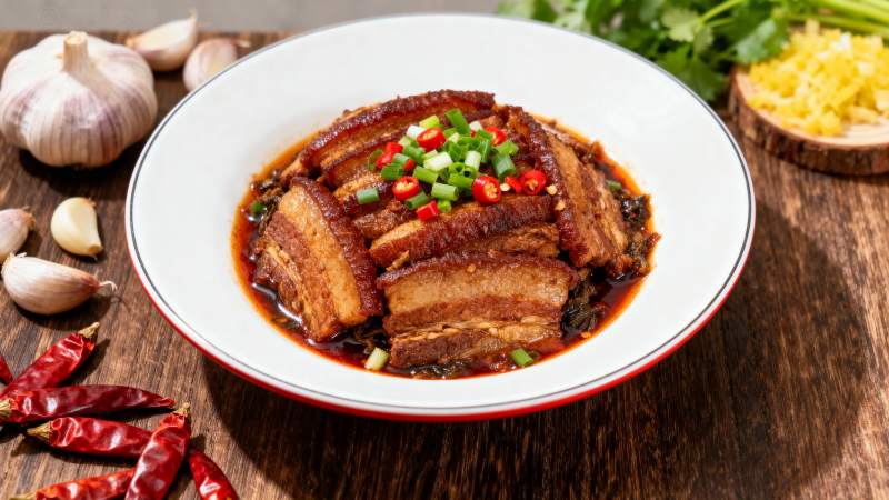 红烧肉配蒜香辣椒图片