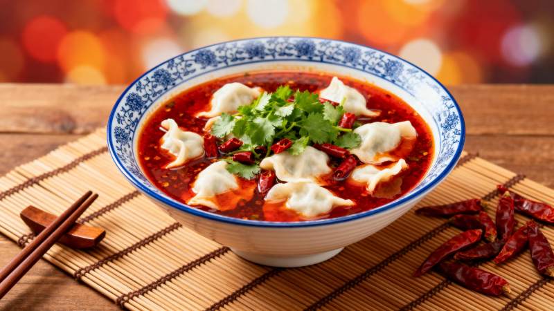 麻辣水饺汤图片