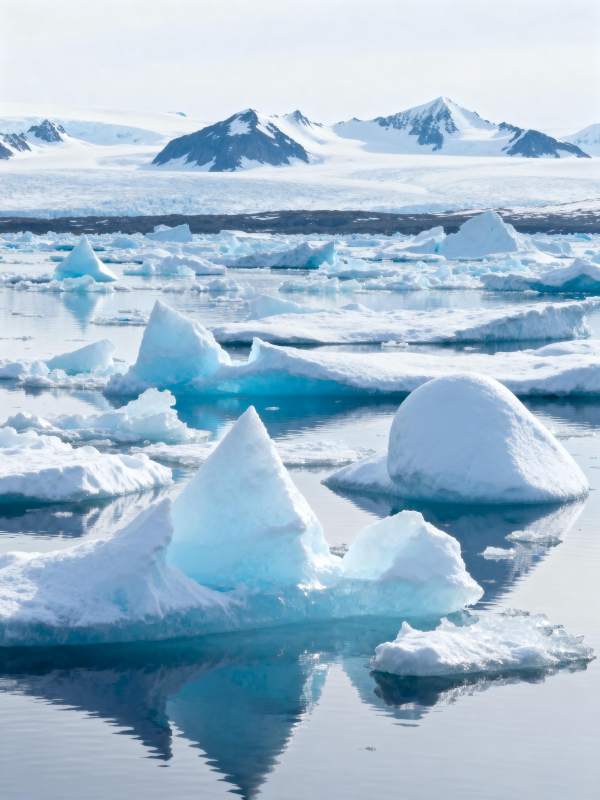 冰川映水 雪山远眺图片