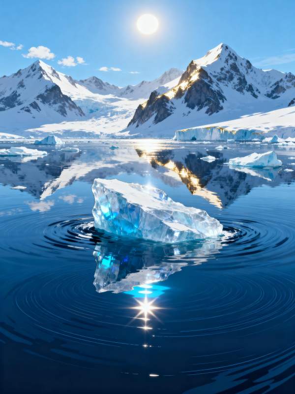 冰山倒影图片