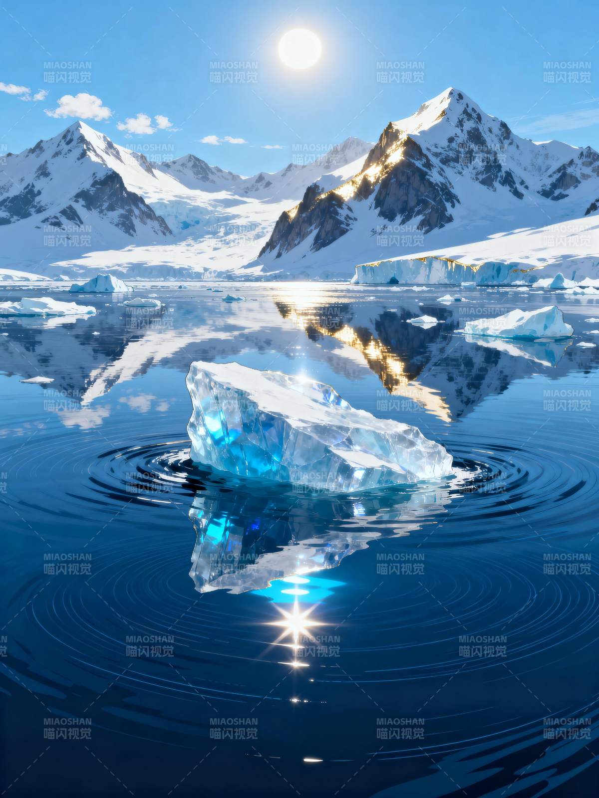 冰山倒影图片