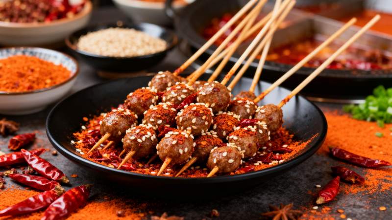 麻辣牛肉串图片