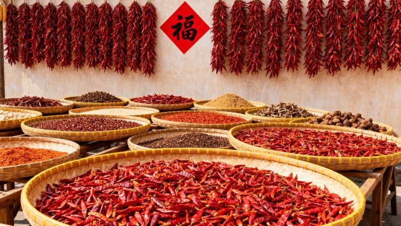 红椒满筐福字挂图片