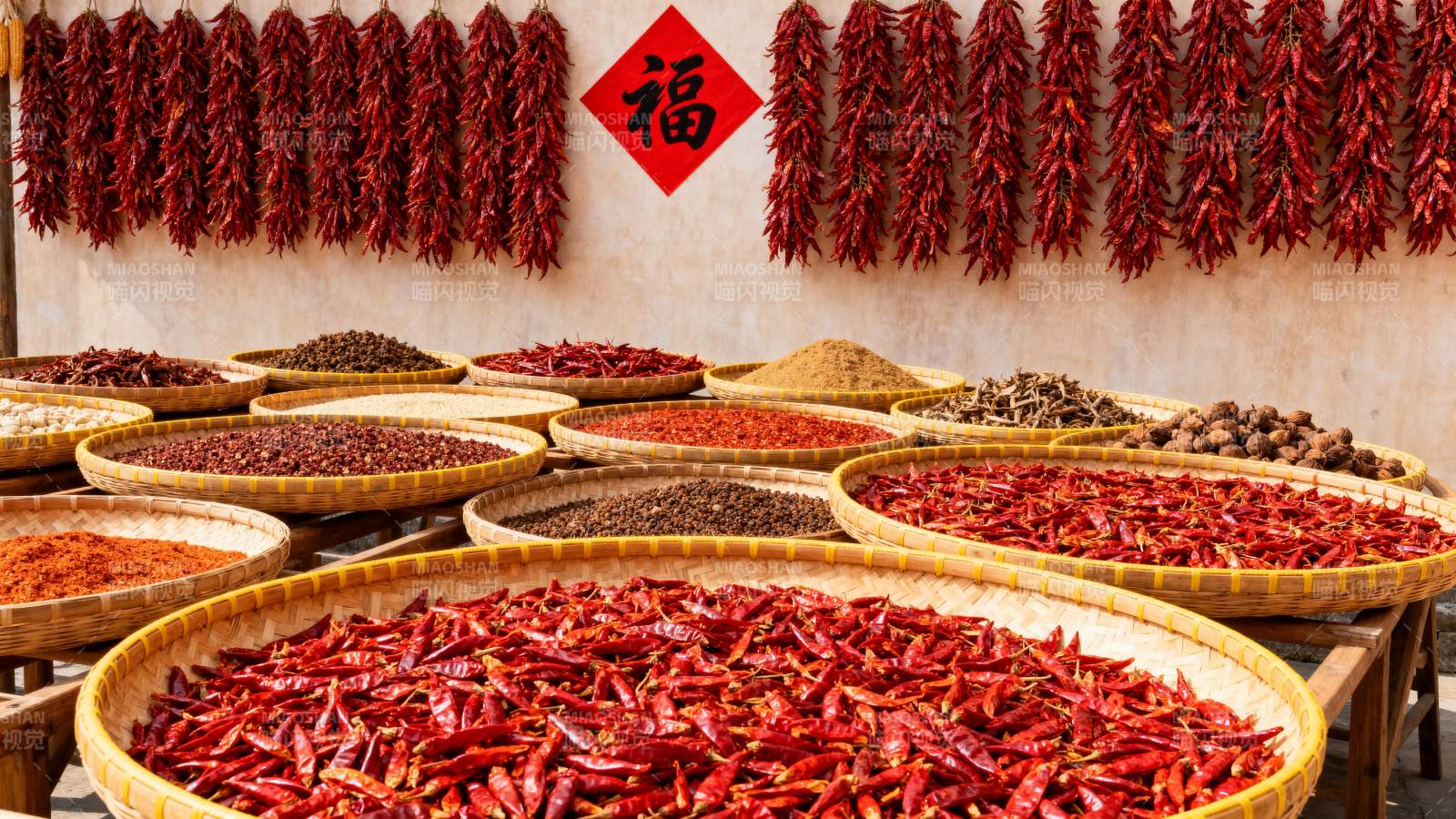 红椒满筐福字挂图片