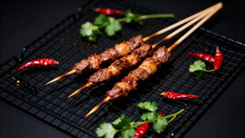 香辣烤肉串图片