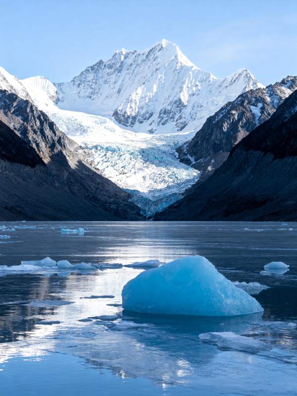 雪山冰湖静谧景图片