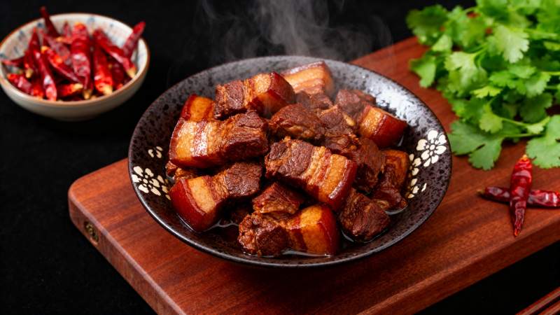 红烧肉配辣椒香菜图片