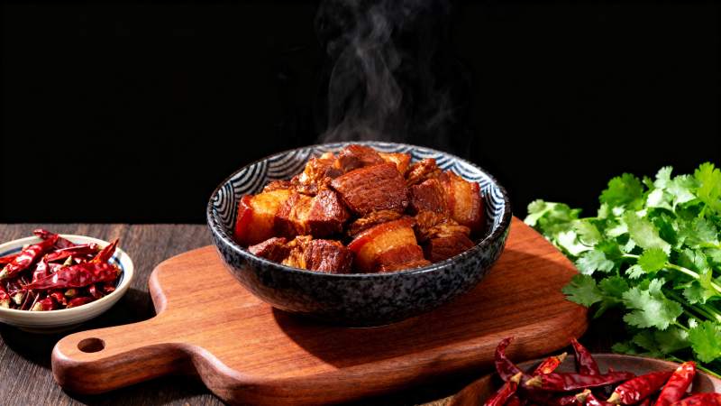 红烧肉配香菜辣椒图片