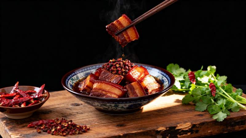 红烧肉配辣椒香菜图片