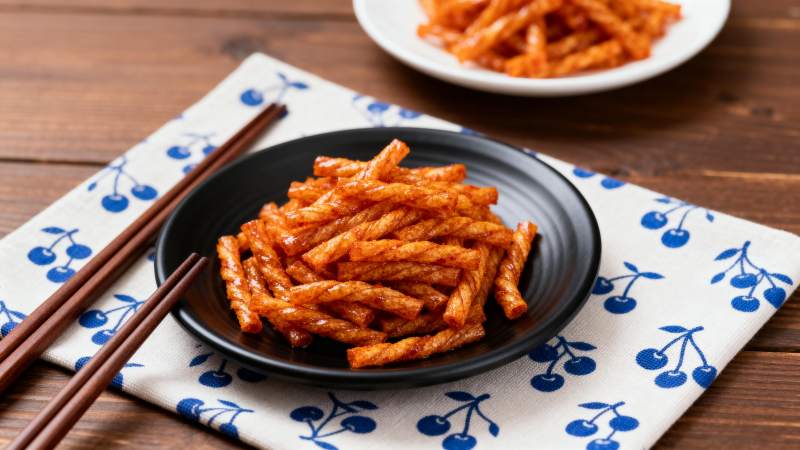 辣味薯条配筷子图片