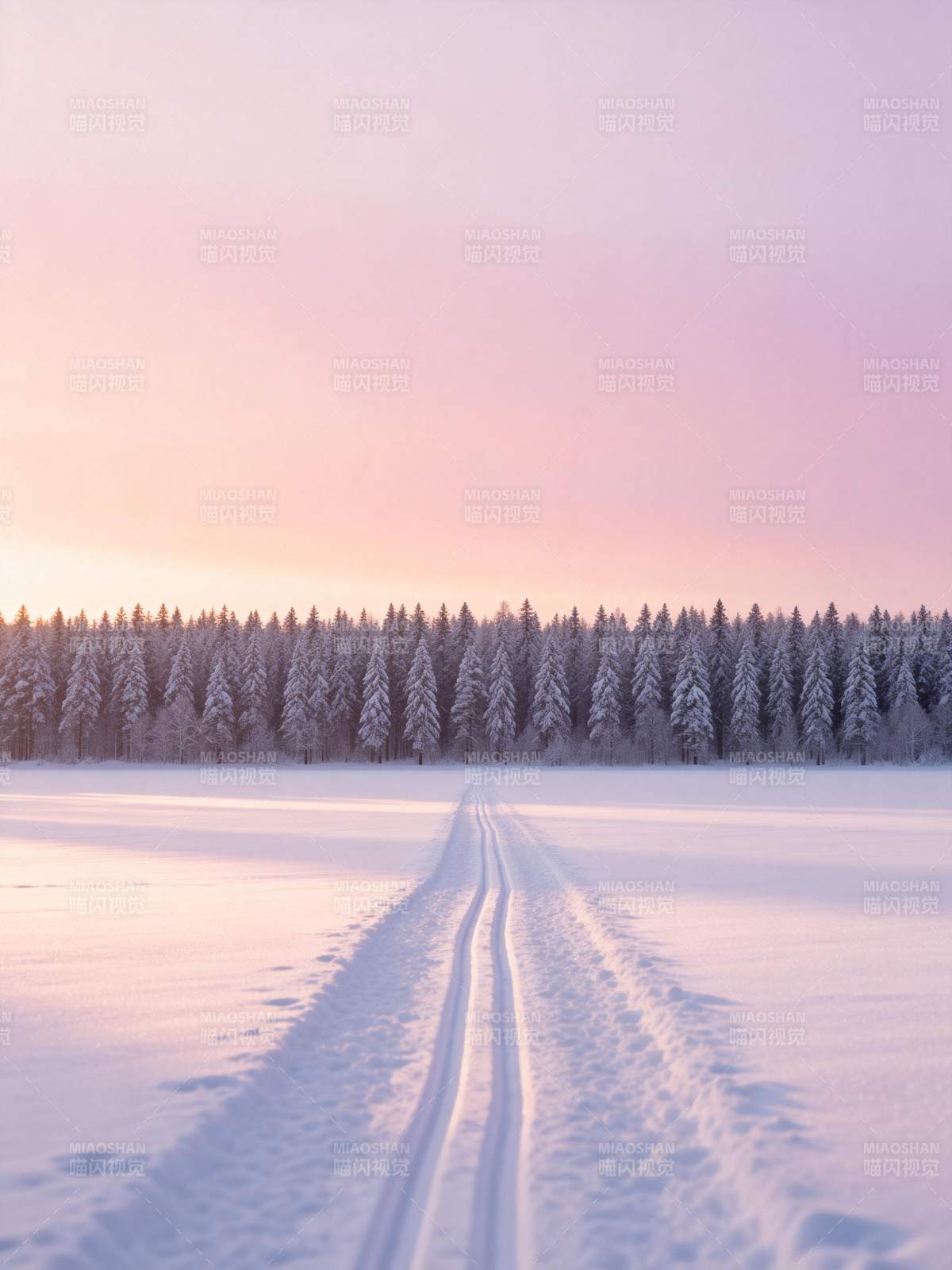 雪原林海暮色图片