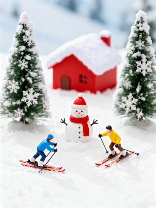 雪景滑雪小人图片