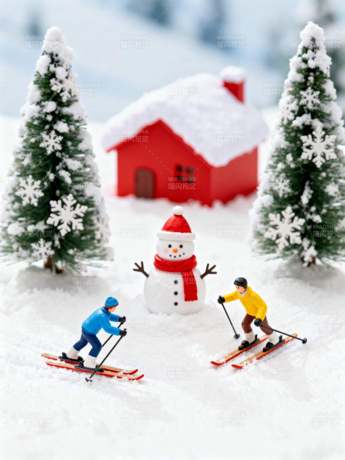 雪景滑雪小人图片