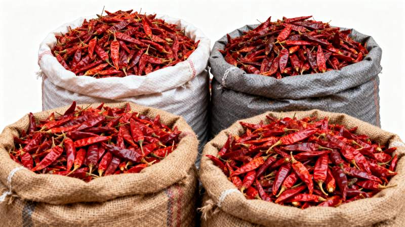 红辣椒装满麻袋图片