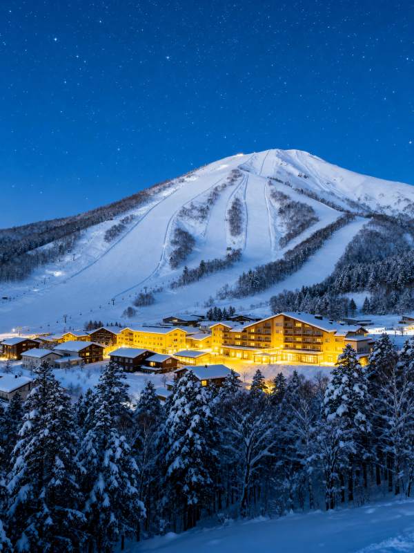 雪夜山居静谧景图片