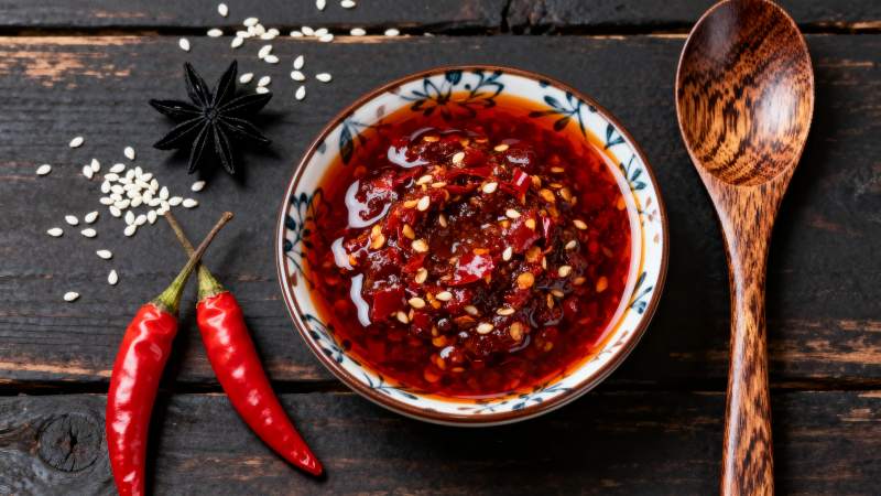 辣酱配红椒与香料图片