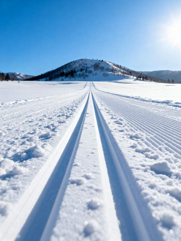 雪道延伸至山巅图片