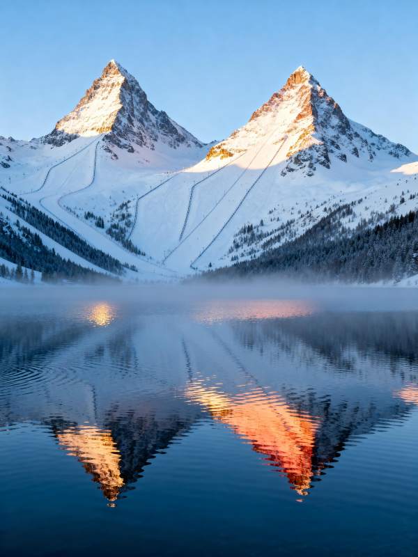 雪山倒影湖光图片