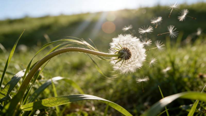 蒲公英随风飘散图片