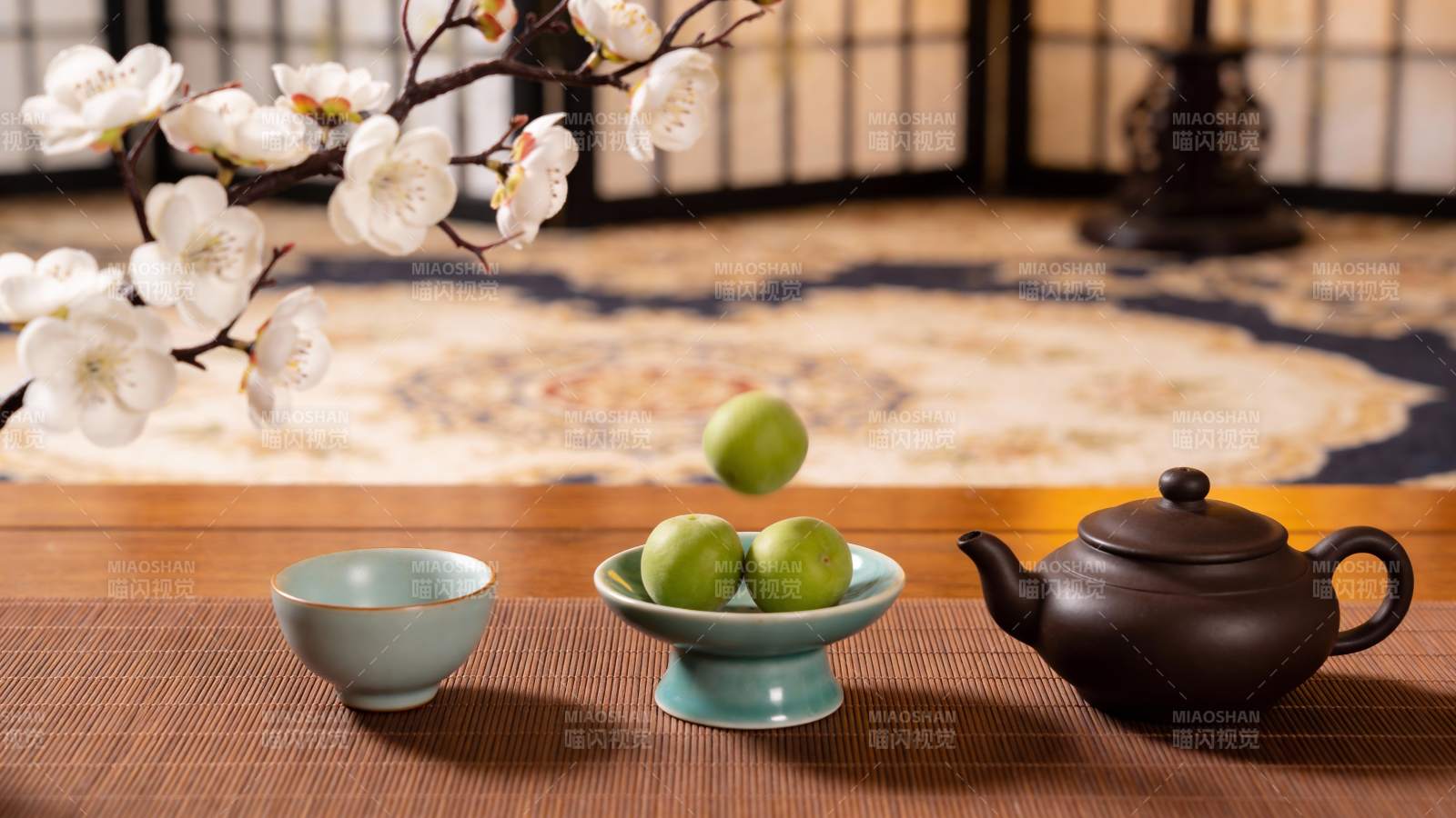 茶香梅花共赏图片