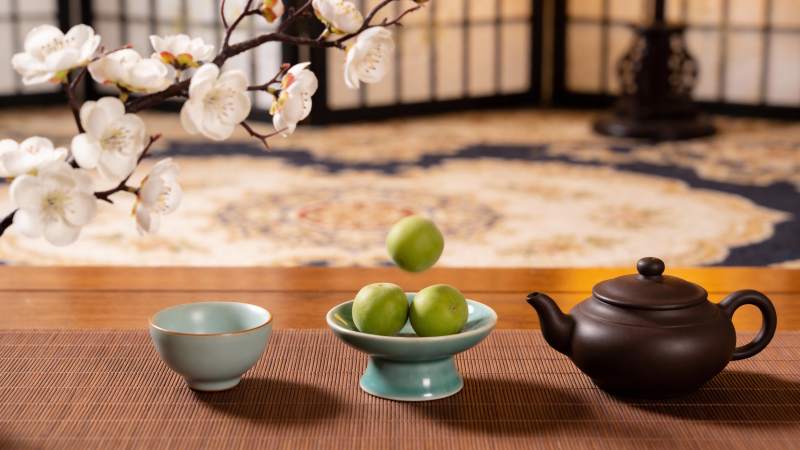 茶香梅花共赏图片