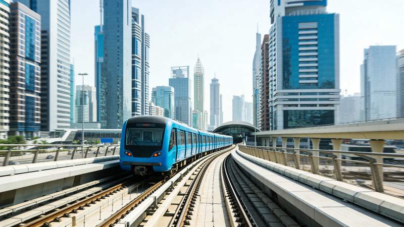 城市轻轨穿行高楼间图片