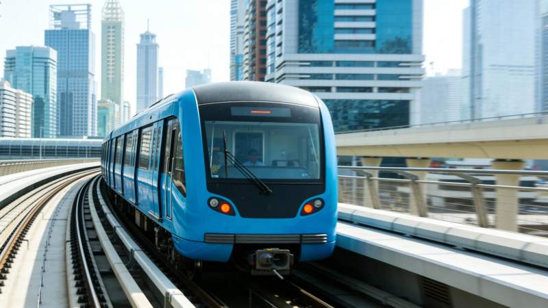 城市轻轨穿行高楼间图片