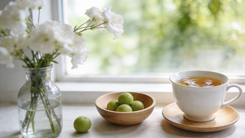 窗边茶香静谧时光图片