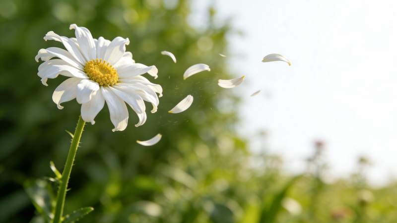 花瓣飘飞的雏菊图片