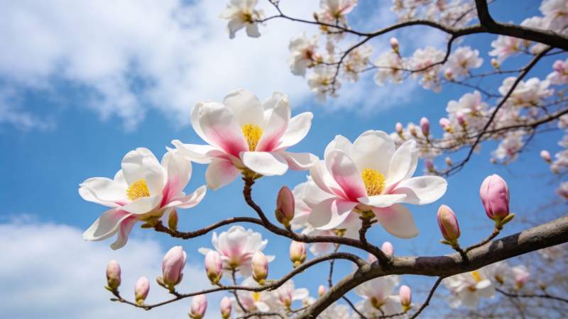 玉兰花绽放枝头图片