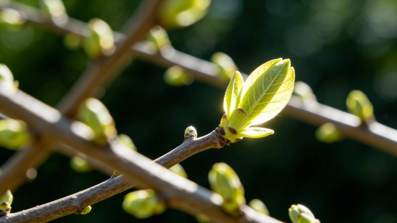 嫩芽初绽枝头图片