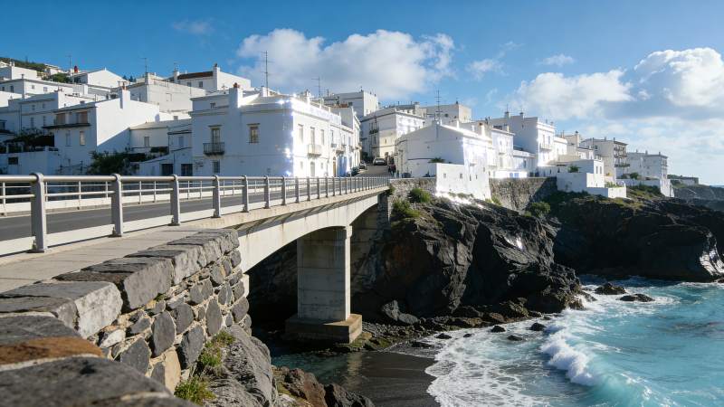 海滨白城桥景图片