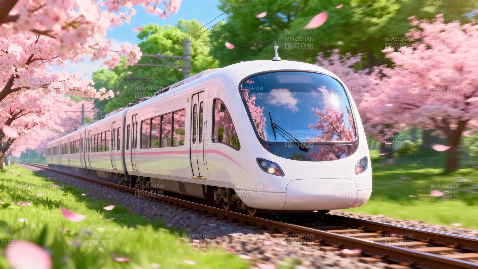 樱花季的列车之旅图片