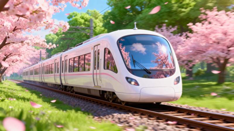 樱花季的列车之旅图片