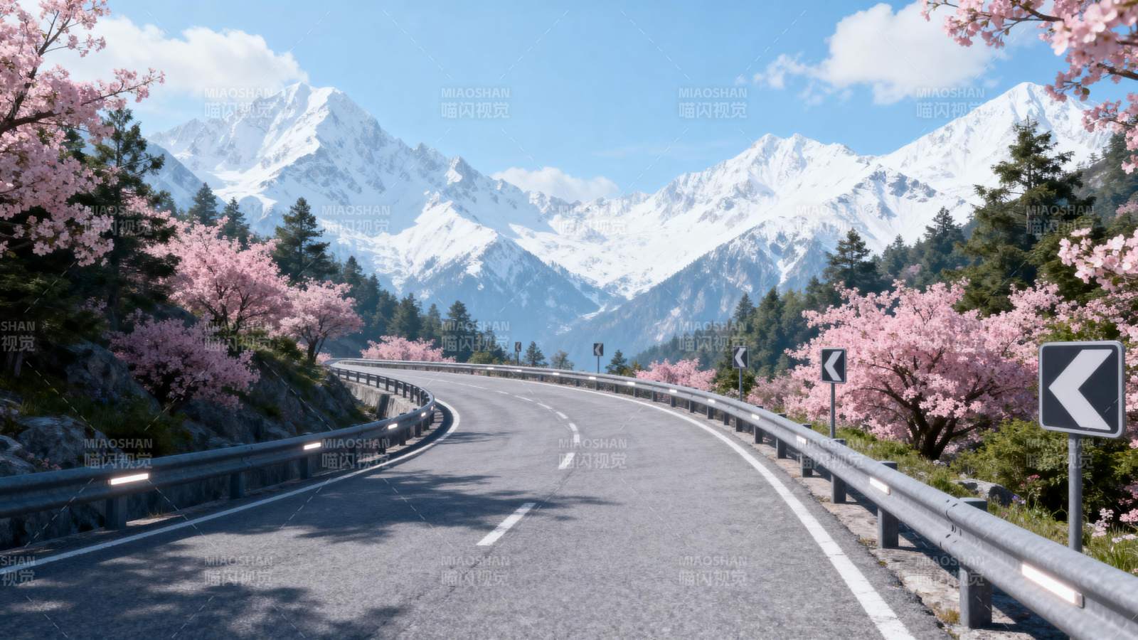 樱花山路图片