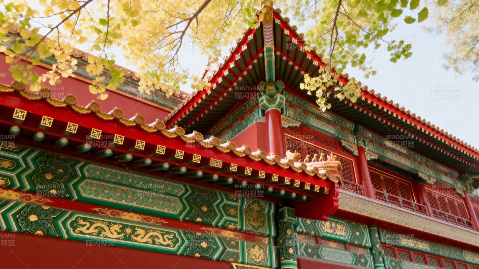 古建筑春景图片