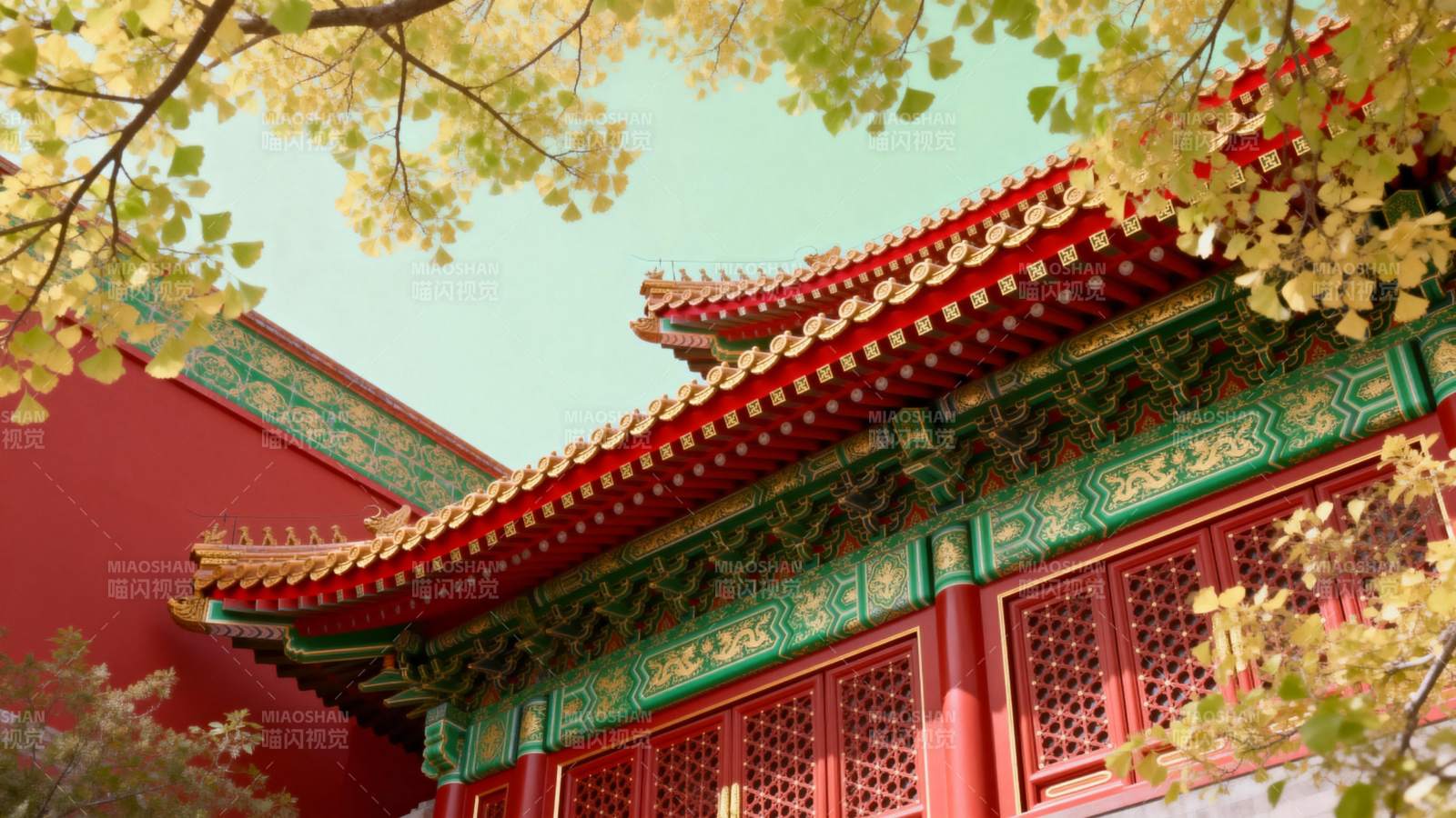 古建筑春景图片