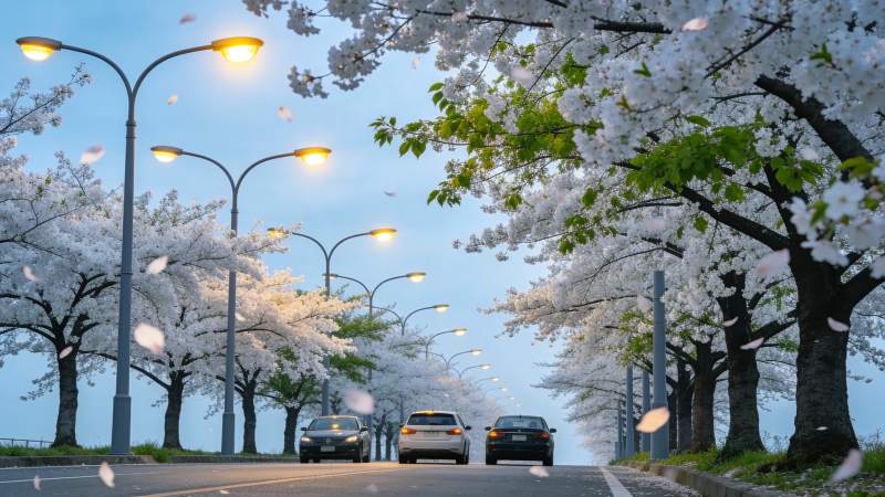 樱花大道夜景图片