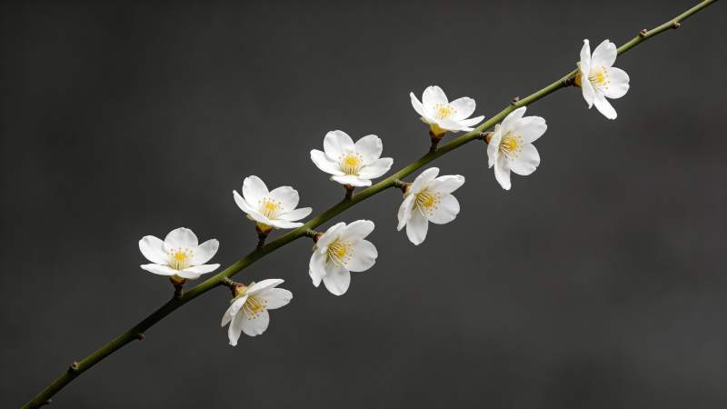 枝头梅花绽放图片