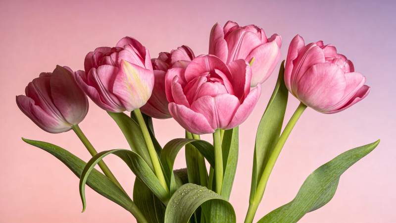 粉红郁金香绽放图片