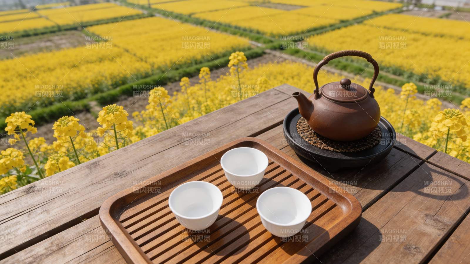 花海茶香静谧时光图片