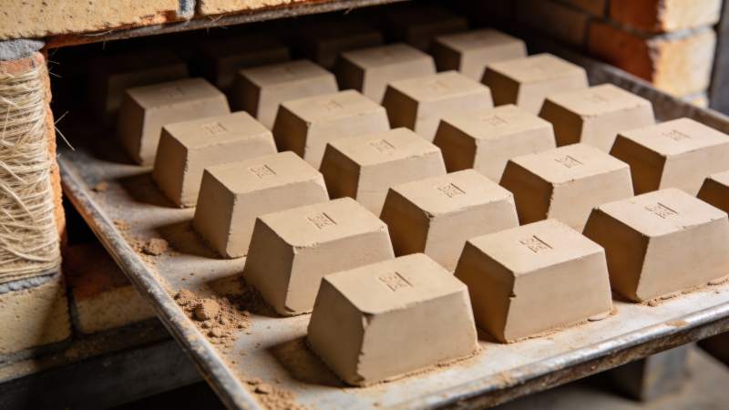 砖块整齐排列于窑中图片