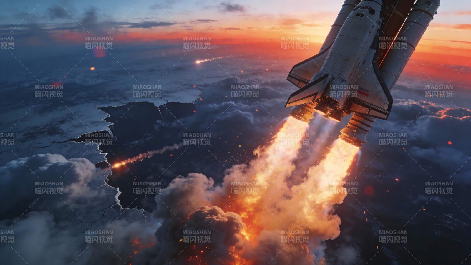 航天飞机升空瞬间图片