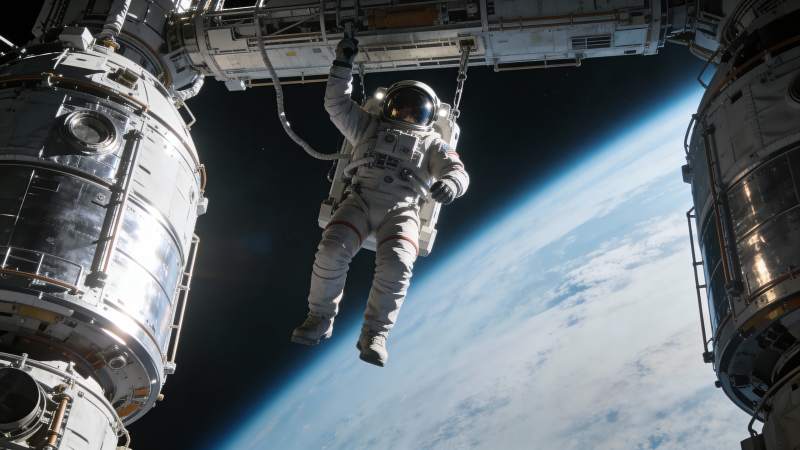 太空行走壮丽景象图片