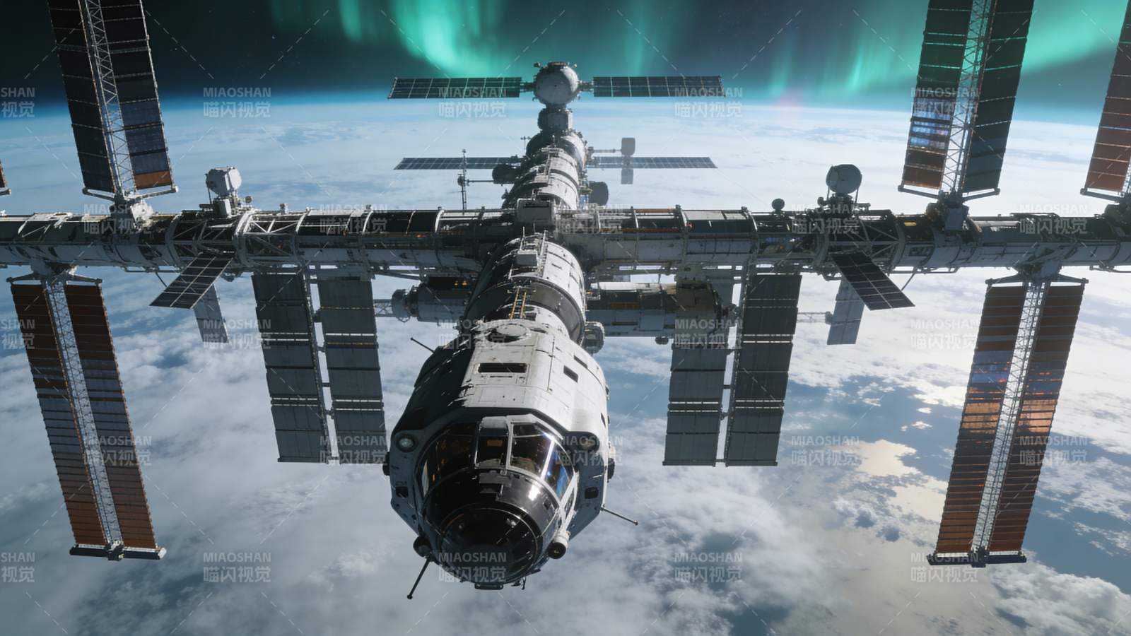 太空站翱翔天际图片
